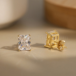 925 Sterling Silver Micro Pave Clear Cubic Zirconia Stud Earrings&nbsp;EJEW-G443-06G