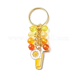 4Pcs Flower/Bee/Orange Juice Alloy Enamel Pendant Keychain&nbsp;KEYC-JKC00412-05
