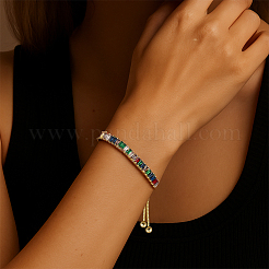 3Pcs 3 Colors Brass Pave Cubic Zirconia Beads Slider Bracelets for Women&nbsp;BJEW-GO0001-07