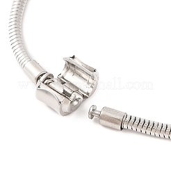 Tarnish Resistant 304 Stainless Steel Round Snake Chain Bracelets with Clasps&nbsp;BJEW-F472-01P-02