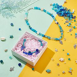 Ocean Theme DIY Synthetic Turquoise & Natural Cowrie Shell Bracelets Making Kits&nbsp;DIY-PH0028-54