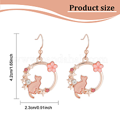 3 Pairs 3 Colors Resin Flower & Enamel Cat & Rhinestone Star Dangle Earrings&nbsp;EJEW-AN0001-88