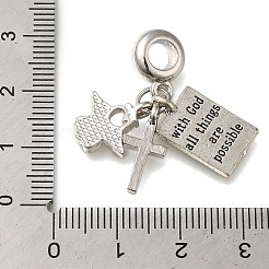 Rack Plating Alloy Crystal Rhinestone European Dangle Charms&nbsp;PALLOY-A009-04P