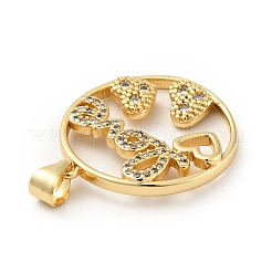 Rack Plating Brass Micro Pave Clear Cubic Zirconia Pendants&nbsp;X-ZIRC-F129-41G