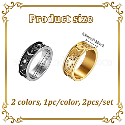 2Pcs 2 Colors Stainless Steel Finger Rings for Women Men&nbsp;RJEW-GO0001-01