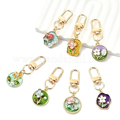 7Pcs Flower Alloy Enamel Pendant Decorations&nbsp;HJEW-YW00315