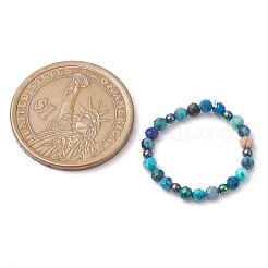 4Pcs Round Natural Chrysocolla & Lapis Lazuli Beads Stretch Rings for Unisex&nbsp;RJEW-JR00750