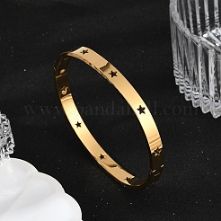 Hollow Star 304 Stainless Steel Hinged Bangles&nbsp;BJEW-L610-20G