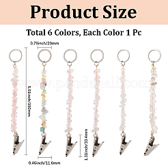 6Pcs Natural Rose Quartz & Quartz Crystal Keychain&nbsp;KEYC-GF00005