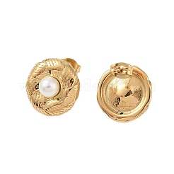 Ion Plating(IP) 304 Stainless Steel with ABS Imitation Pearl Stud Earrings for Women&nbsp;EJEW-N055-11G