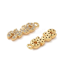 Brass Micro Pave Clear Cubic Zirconia Pendants&nbsp;KK-B160-10G