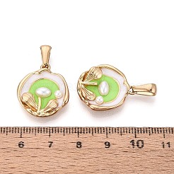 304 Stainless Steel & Enamel & ABS Imitation Pearl Pendants&nbsp;STAS-T072-89A-G