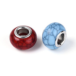 Opaque Acrylic Crackle European Beads&nbsp;GPDL-N006-01A-08