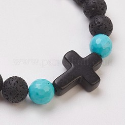 Synthetic Turquoise(Dyed) Beads Stretch Bracelets&nbsp;BJEW-JB03710-01