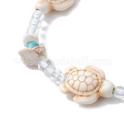 Adjustable Synthetical Turquoise & Magnesite Beaded Braided Bead for Women&nbsp;BJEW-JB11546