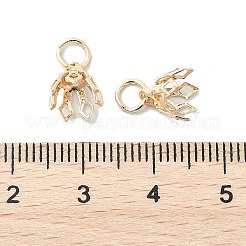 Flower Rack Plating Brass Filigree Bead Cap Bails&nbsp;KK-L102-27G-01