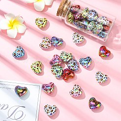 UV Plating Rainbow Iridescent Leopard Print Acrylic Beads&nbsp;SACR-CJC0008-04