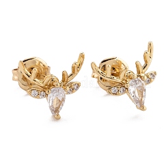 Brass Micro Pave Clear Cubic Zirconia Stud Earrings&nbsp;EJEW-F264-12