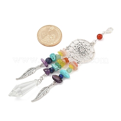 Chakra Natural & Synthetic Gemstone Chips & Alloy Pendant Decorations&nbsp;HJEW-FS00024
