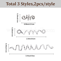 6Pcs 3 Styles Alloy Hair Coil Cuffs&nbsp;OHAR-SC0001-11B