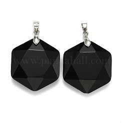 Natural Dyed & Heated Black Agate Pendants&nbsp;G-E487-95F