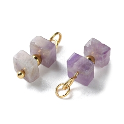 Natural Amethyst Cuboid Beaded Pendants&nbsp;STAS-C120-02G-02