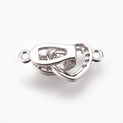 Brass Micro Pave Cubic Zirconia Fold Over Clasps&nbsp;KK-P164-09P