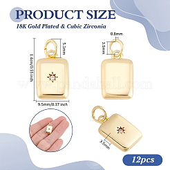 12Pcs Brass Micro Pave Clear Cubic Zirconia Pendants&nbsp;ZIRC-BC0001-34G-RS