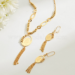 Vintage Middle Eastern Bohemian Iron Oval Tassel Earrings & Necklaces Sets for Women&nbsp;QM7256