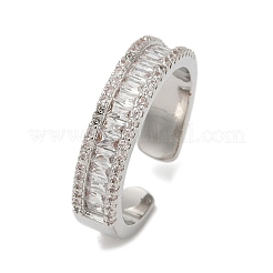 Brass Micro Pave Cubic Zirconia Cuff Rings for Women&nbsp;RJEW-F182-01P