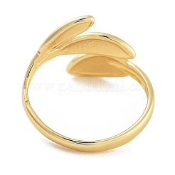 Leaf Rack Plating Brass Open Cuff Rings for Women&nbsp;RJEW-Z059-23G