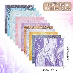 24 Sheet 12 Style Square with Marble Pattern Scrapbook Paper Pad&nbsp;SCRA-GF0001-05