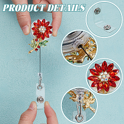 4Pcs Alloy Rhinestone Clip-On Retractable Badge Holders&nbsp;HJEW-NB00304