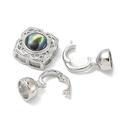 Brass Natural Paua Shell Fold Over Clasps&nbsp;KK-U059-29P