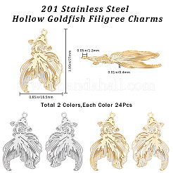 48Pcs 2 Colors Rack Plating 201 Stainless Steel Filigree Pendants&nbsp;STAS-CN0001-35