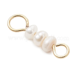 Natural Freshwater Pearl Rondelle Beaded Connector Charms&nbsp;PALLOY-JF05011-01