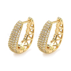 Brass Micro Pave Clear Cubic Zirconia Hoop Earrings&nbsp;EJEW-C182-07E-G