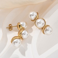 304 Stainless Steel Round Stud Earrings&nbsp;EJEW-L287-065G