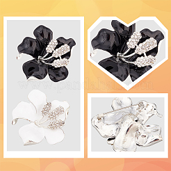 2Pcs 2 Colors Crystal Rhinestone Flower Brooch Pin&nbsp;JEWB-FI0001-02