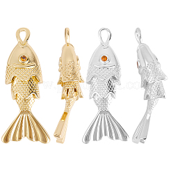 10Pcs 2 Colors Brass Micro Pave Clear Cubic Zirconia Pendants&nbsp;KK-BBC0023-48