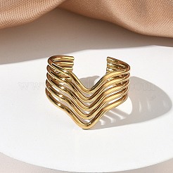 304 Stainless Steel Multi Layer Cuff Open Rings for Women&nbsp;RJEW-A095-06G
