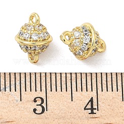 Brass Micro Pave Clear Cubic Zirconia Bell Connector Charms&nbsp;KK-Z120-32G