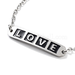 201 Stainless Steel Heart & Rectangle with Word Love Link Bracelets&nbsp;BJEW-B090-02A