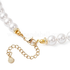 8MM Round White Shell Pearl Beaded Necklaces&nbsp;NJEW-JN05700