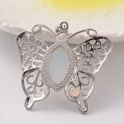 Butterfly Platinum Tone Brass Opalite Pendants&nbsp;G-M288-03