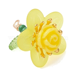 7Pcs Glass Seed Beaded Rose Flower Pendants&nbsp;PALLOY-MZ01231