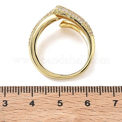 Brass Micro Pave Cubic Zirconia Cuff Open Rings for Women&nbsp;RJEW-L343-12G-01