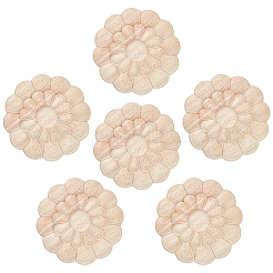 6Pcs Wood Carved Flower Onlay Applique Craft&nbsp;WOOD-WR0001-27