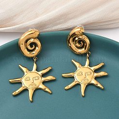 304 Stainless Steel Sun Dangle Stud Earrings&nbsp;EJEW-K268-69G