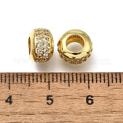 Brass Micro Pave Clear Cubic Zirconia European Beads&nbsp;ZIRC-I070-095G